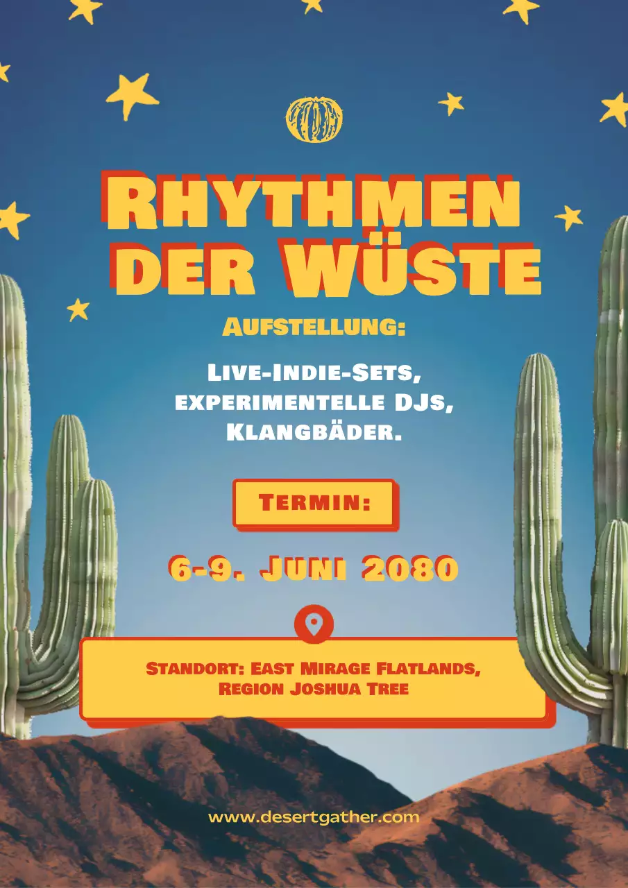 orange Retro-Musik-Event-Ankündigung