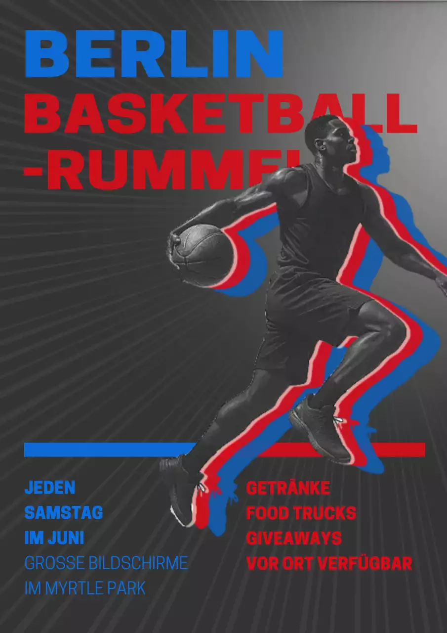 Rotes, fettes Basketball-Event-Ankündigungsplakat