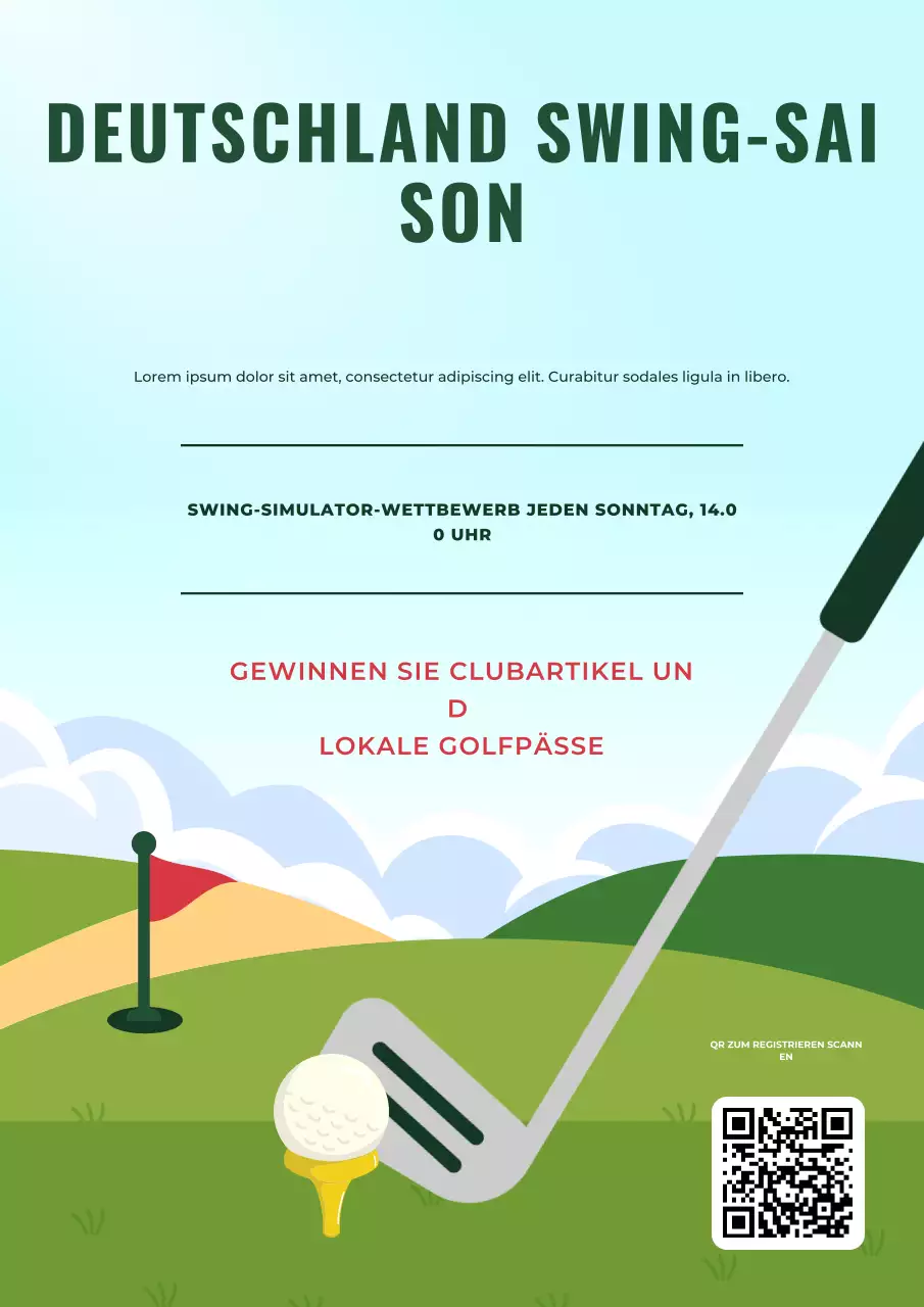 Grünes Retro-Golf-Einladungsplakat