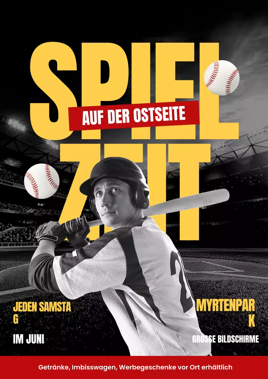 Rotes und gelbes Sportveranstaltungsplakat