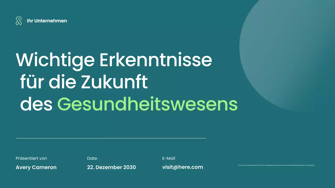 Teal Moderne Gesundheitspflege Präsentation