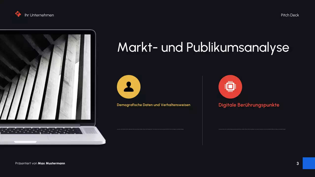 Schwarze moderne digitale Marketing-Promotion-Präsentation