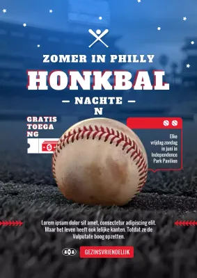 aankondiging van een rood retro honkbalevenement
