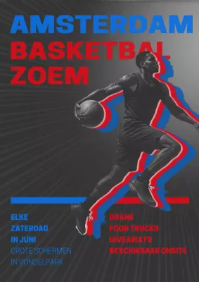 Poster voor aankondiging van het Red Bold Basketball-evenement