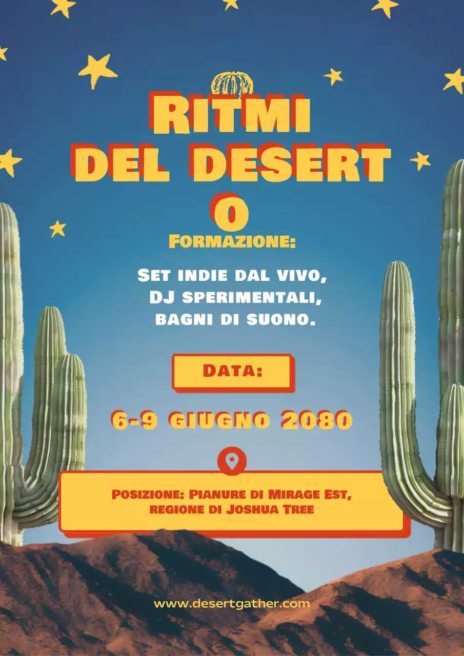 annuncio dell'evento musicale retrò arancione