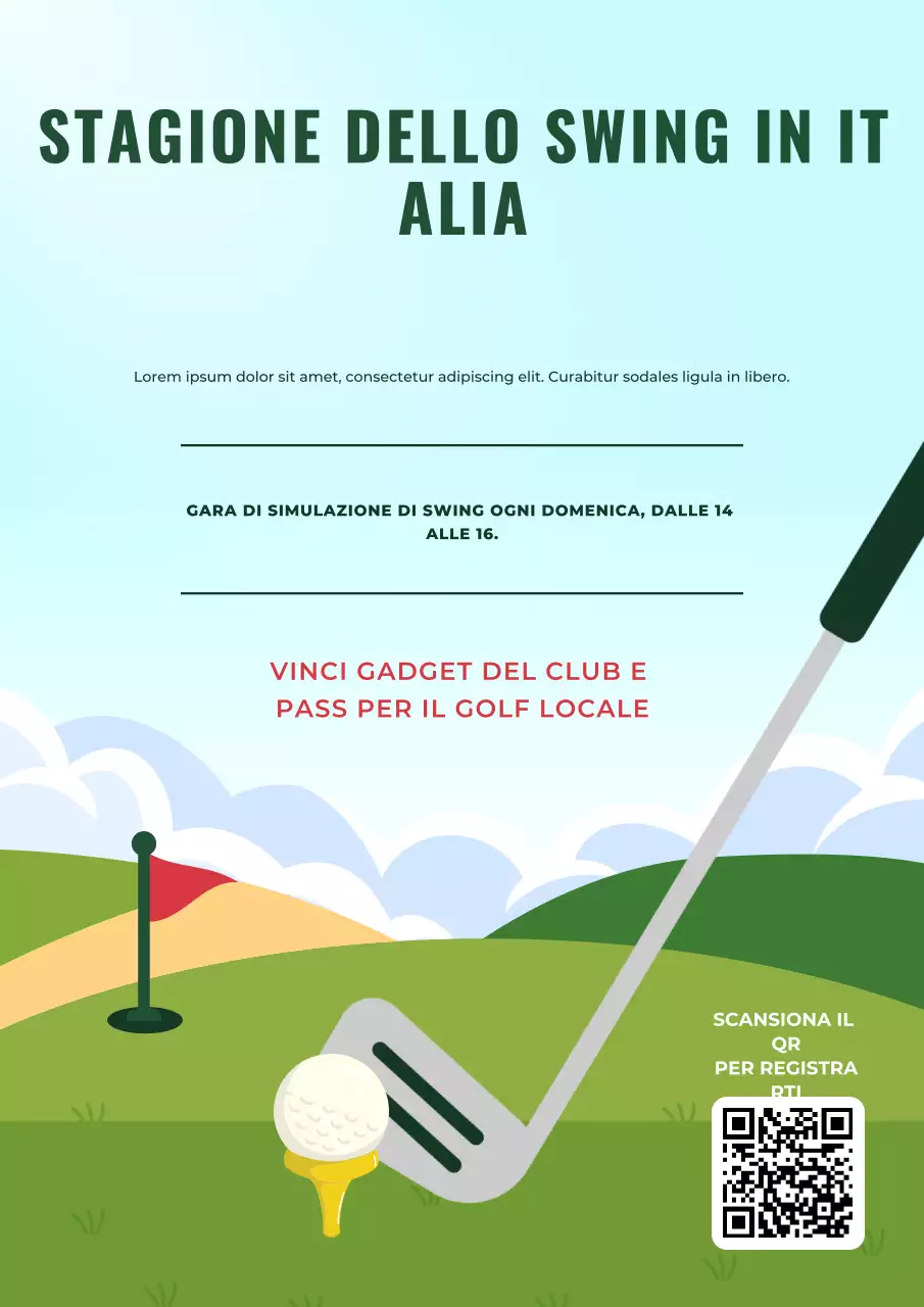 Poster di invito al golf retrò verde