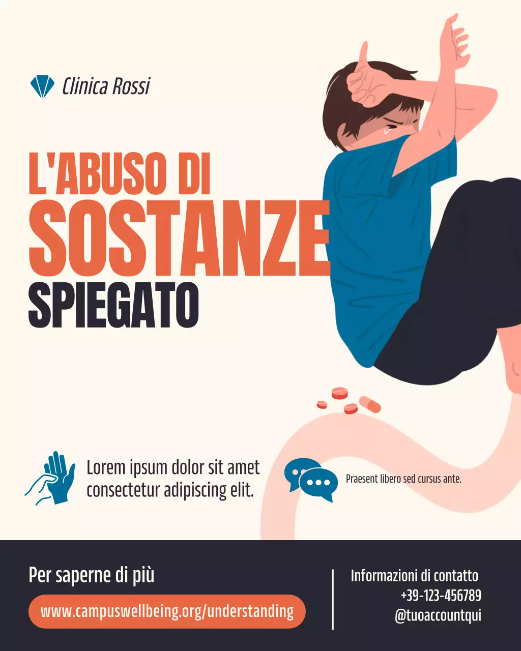 Post Instagram con informazioni sulla salute moderna arancione