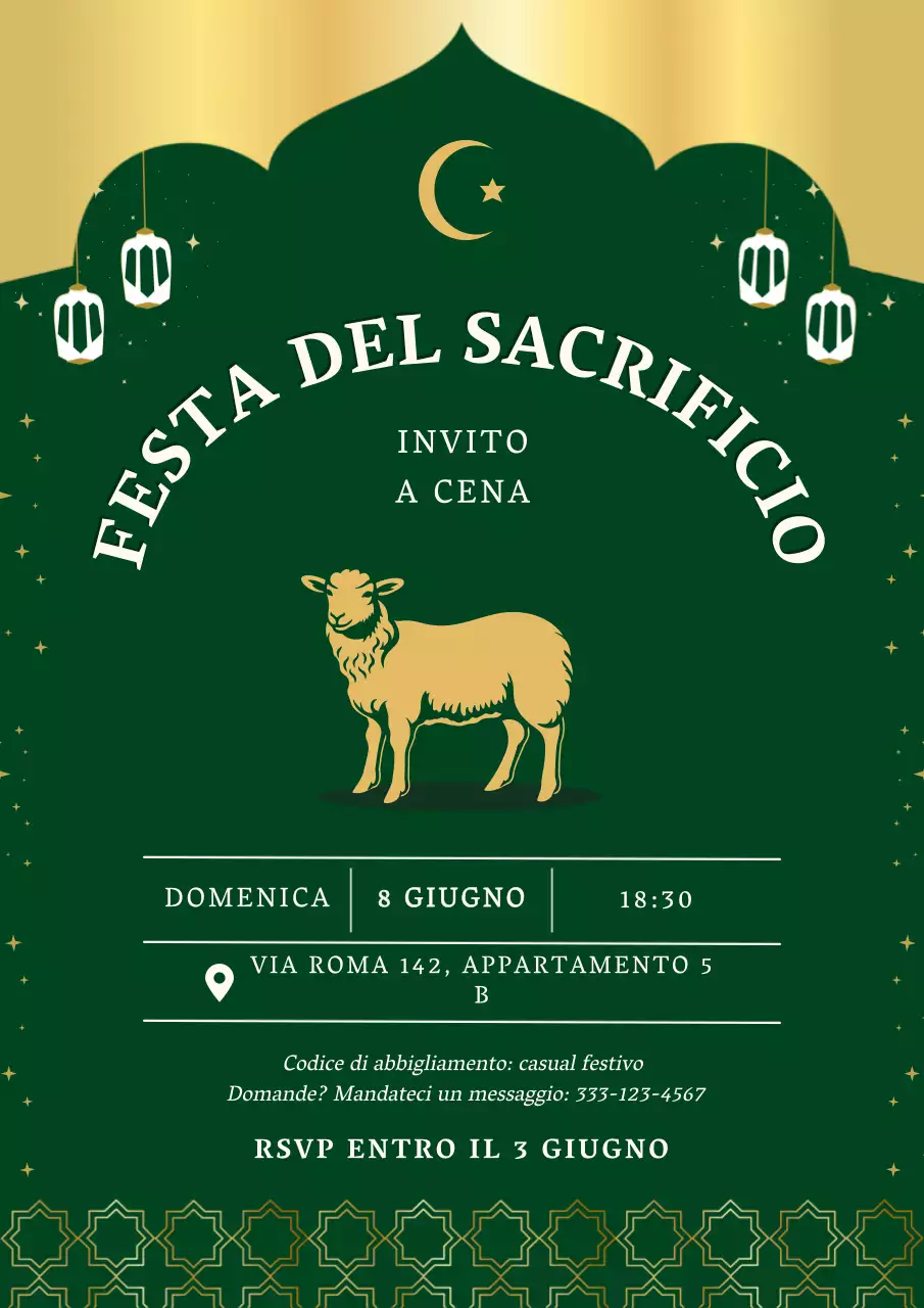 invito tradizionale verde per l'Eid