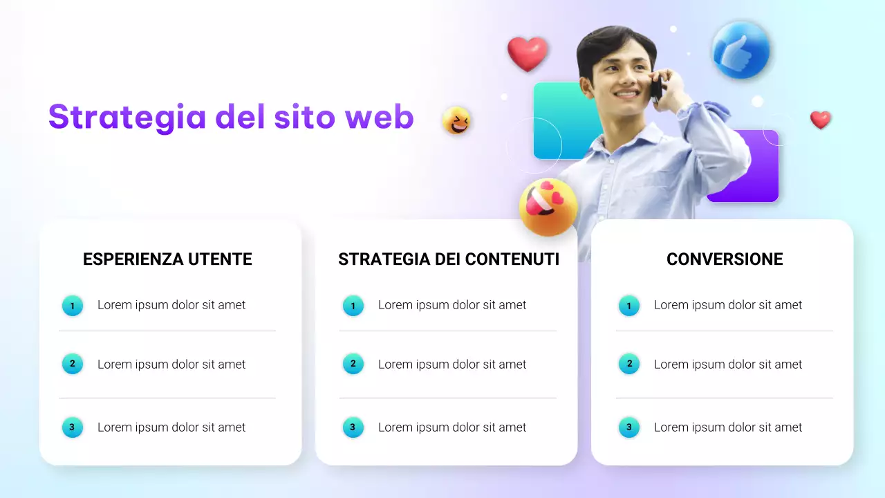 Presentazione di marketing digitale con sfumatura moderna viola