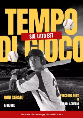 Manifesto dell'evento sportivo rosso e giallo