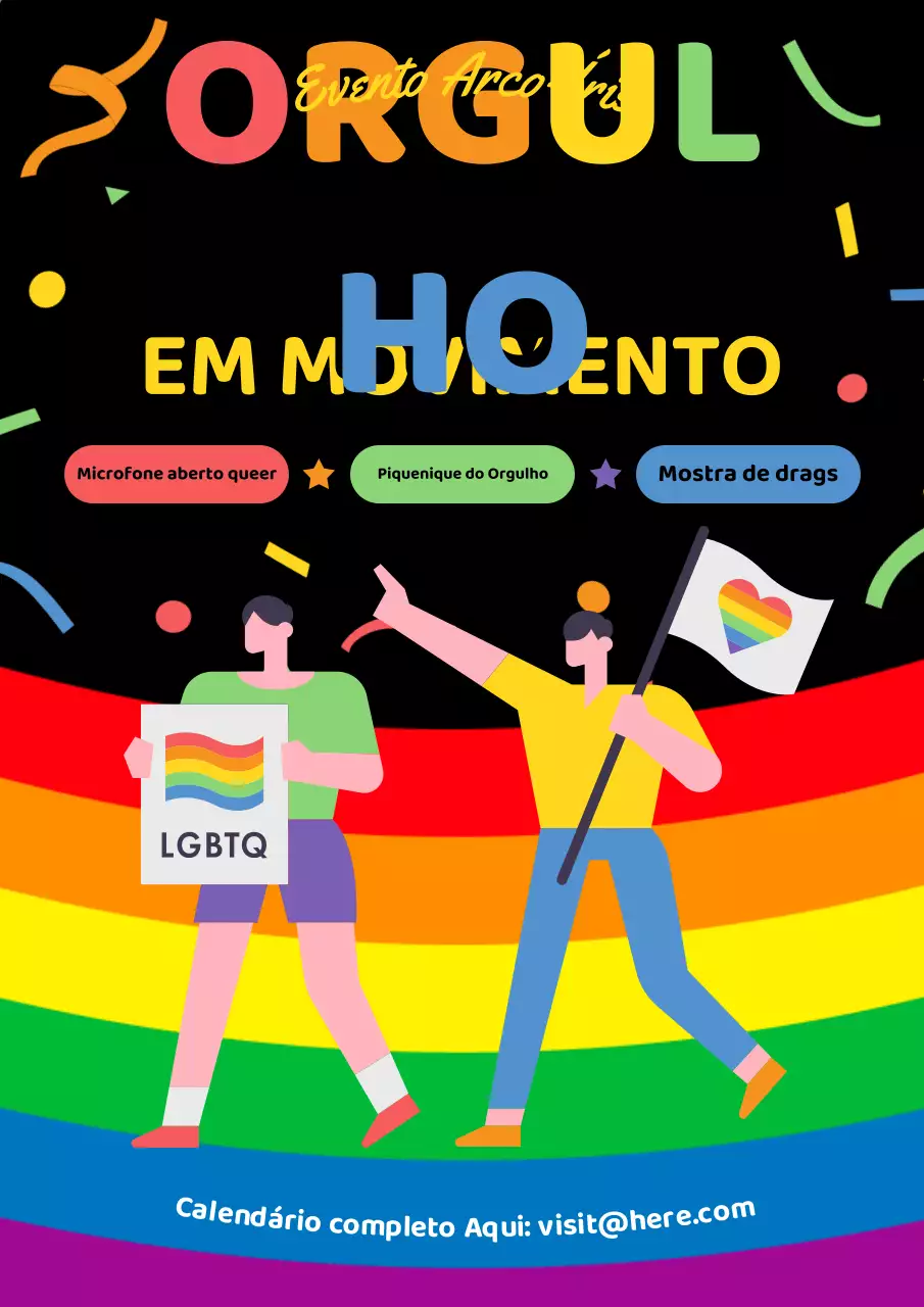 Cartaz ilustrativo do evento do Orgulho LGBTQIA+