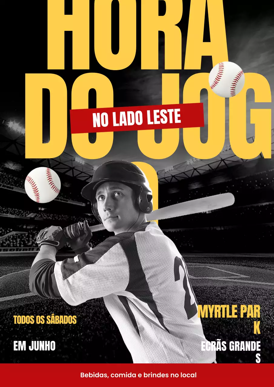 Cartaz de evento esportivo vermelho e amarelo