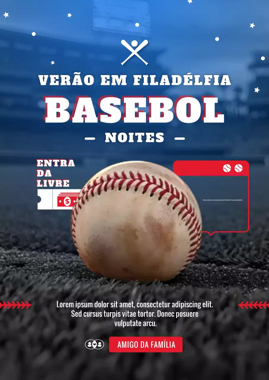 anúncio de evento de beisebol retrô vermelho
