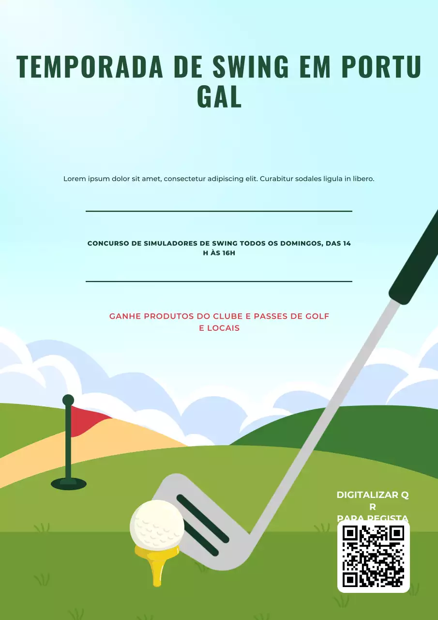 Cartaz de convite de golfe retrô verde