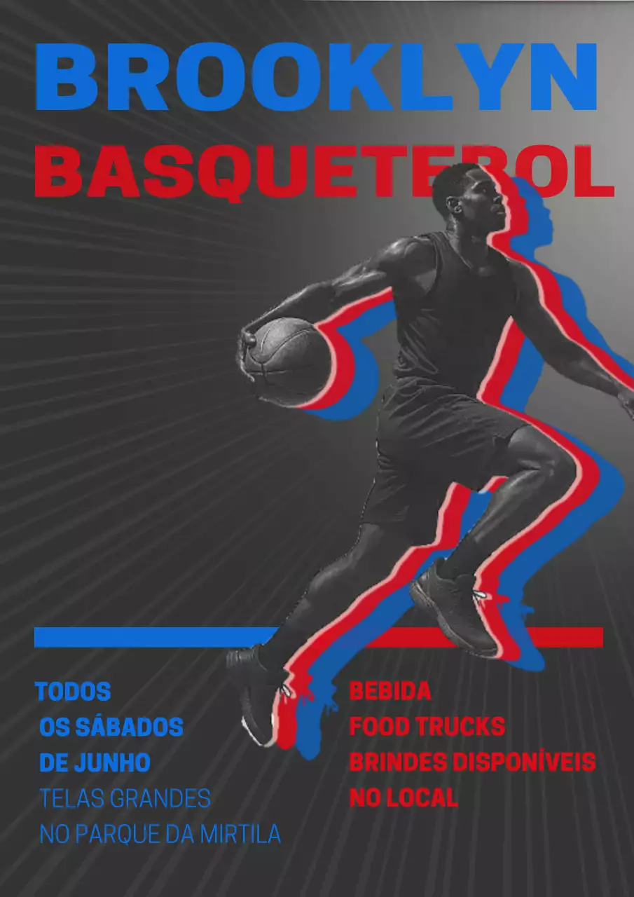 Cartaz de anúncio do evento de basquete Red Bold