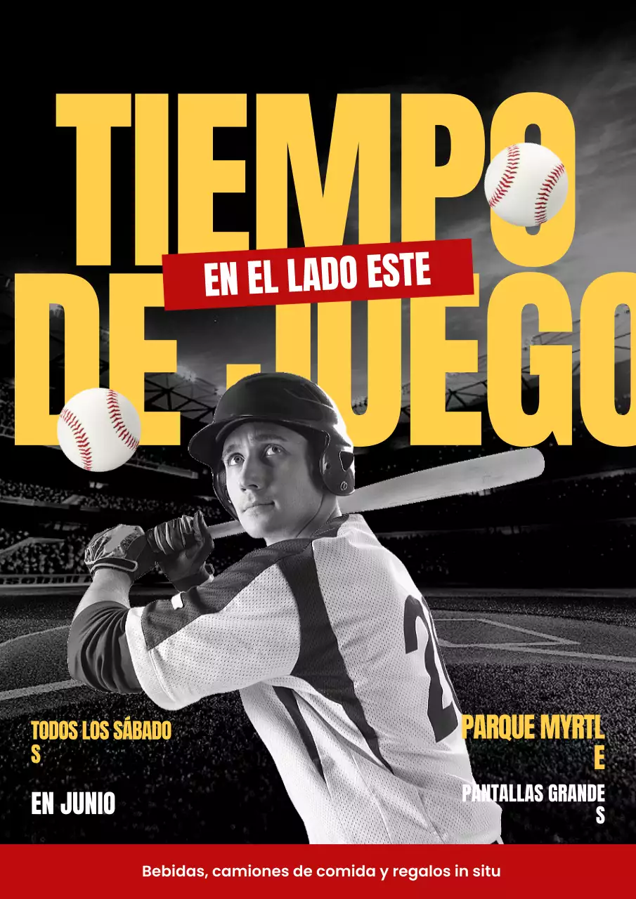 Afiche del evento deportivo rojo y amarillo