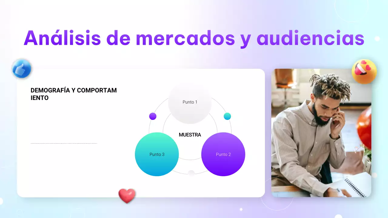Presentación de marketing digital con degradado moderno morado