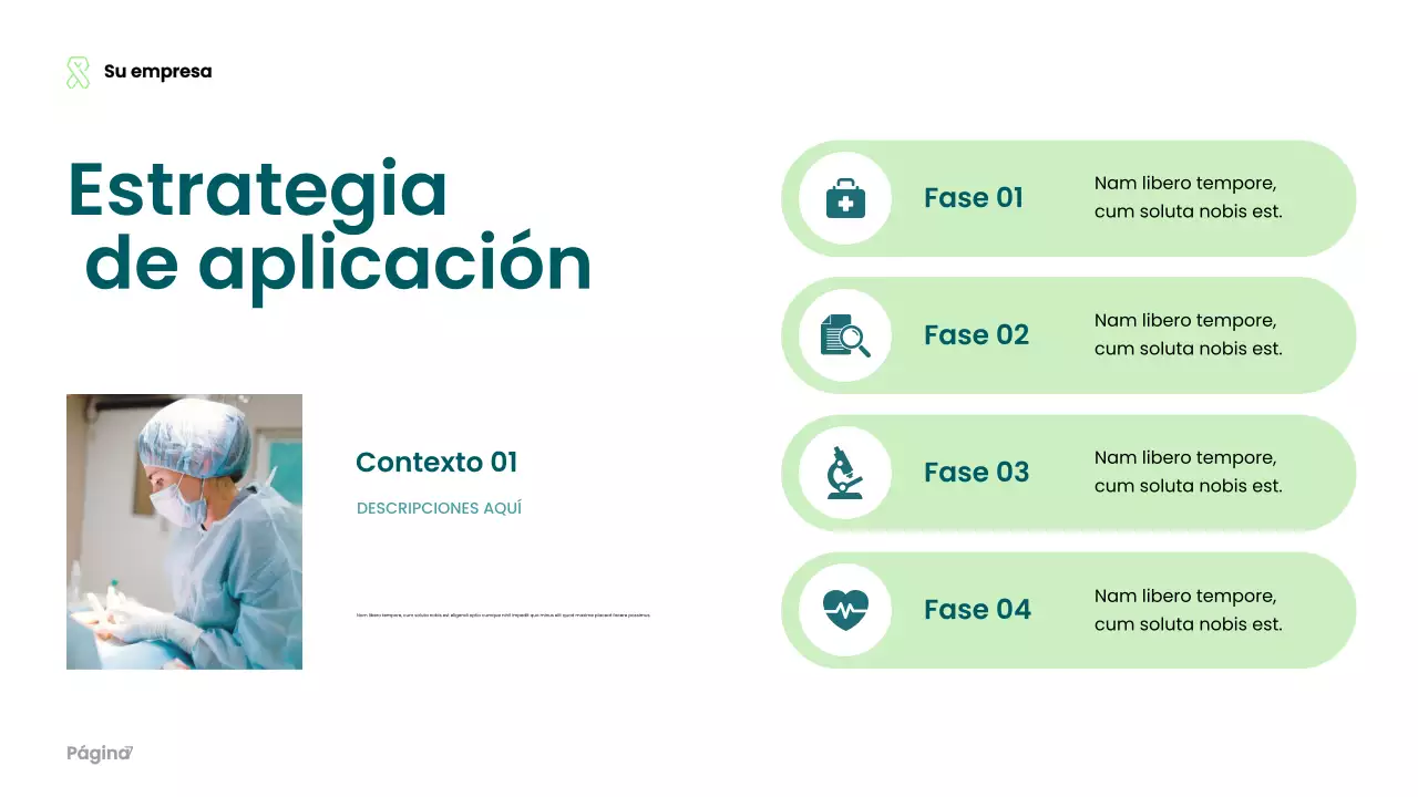 Presentación de atención médica moderna en verde azulado