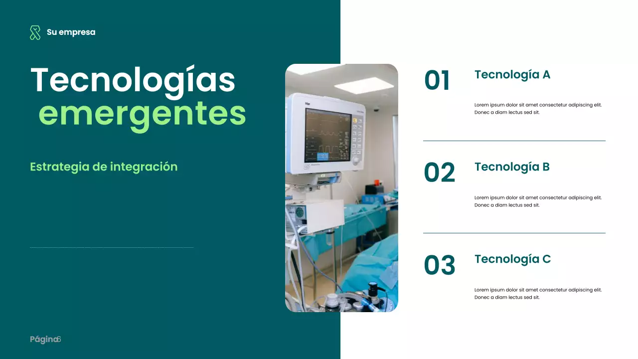 Presentación de atención médica moderna en verde azulado