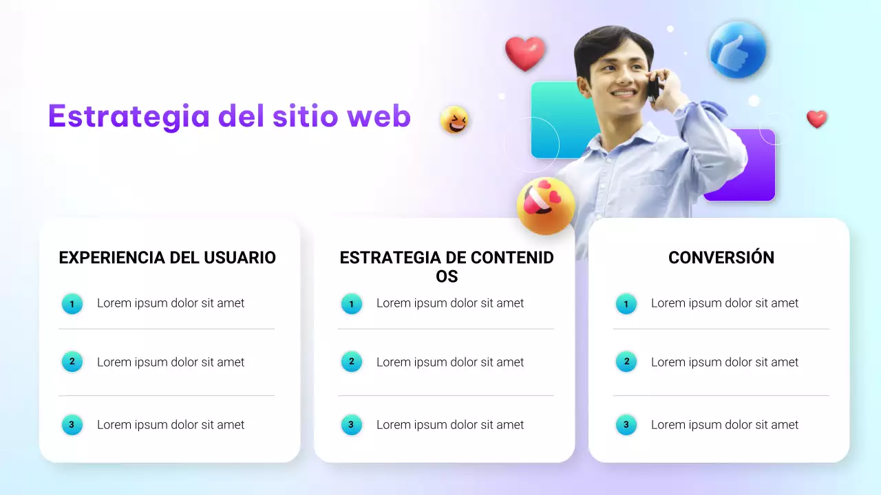 Presentación de marketing digital con degradado moderno morado