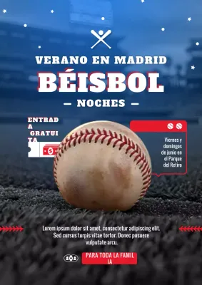 Anuncio de evento de béisbol retro rojo