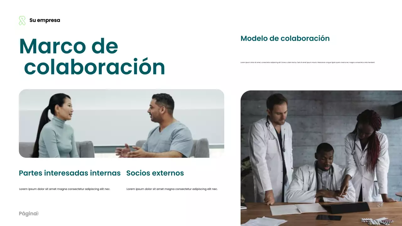Presentación de atención médica moderna en verde azulado