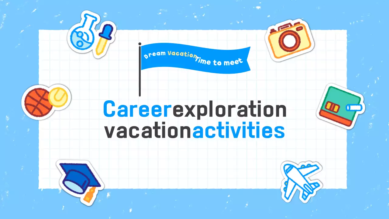 Planejador de Férias de Materiais Educacionais Simples Azul-Céu