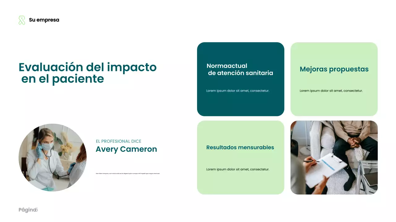 Presentación de atención médica moderna en verde azulado