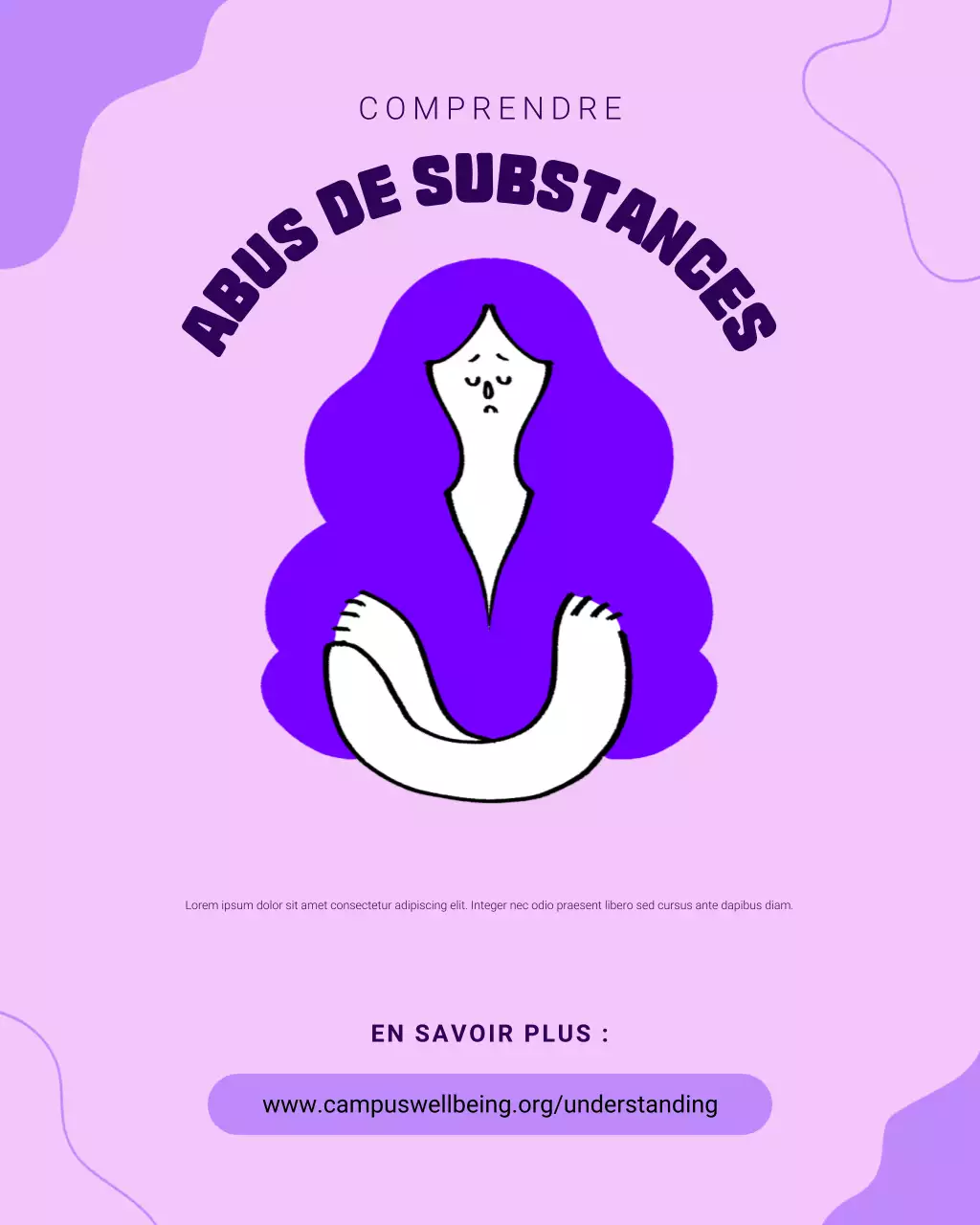 Publication Instagram minimaliste violette sur la compréhension de la toxicomanie