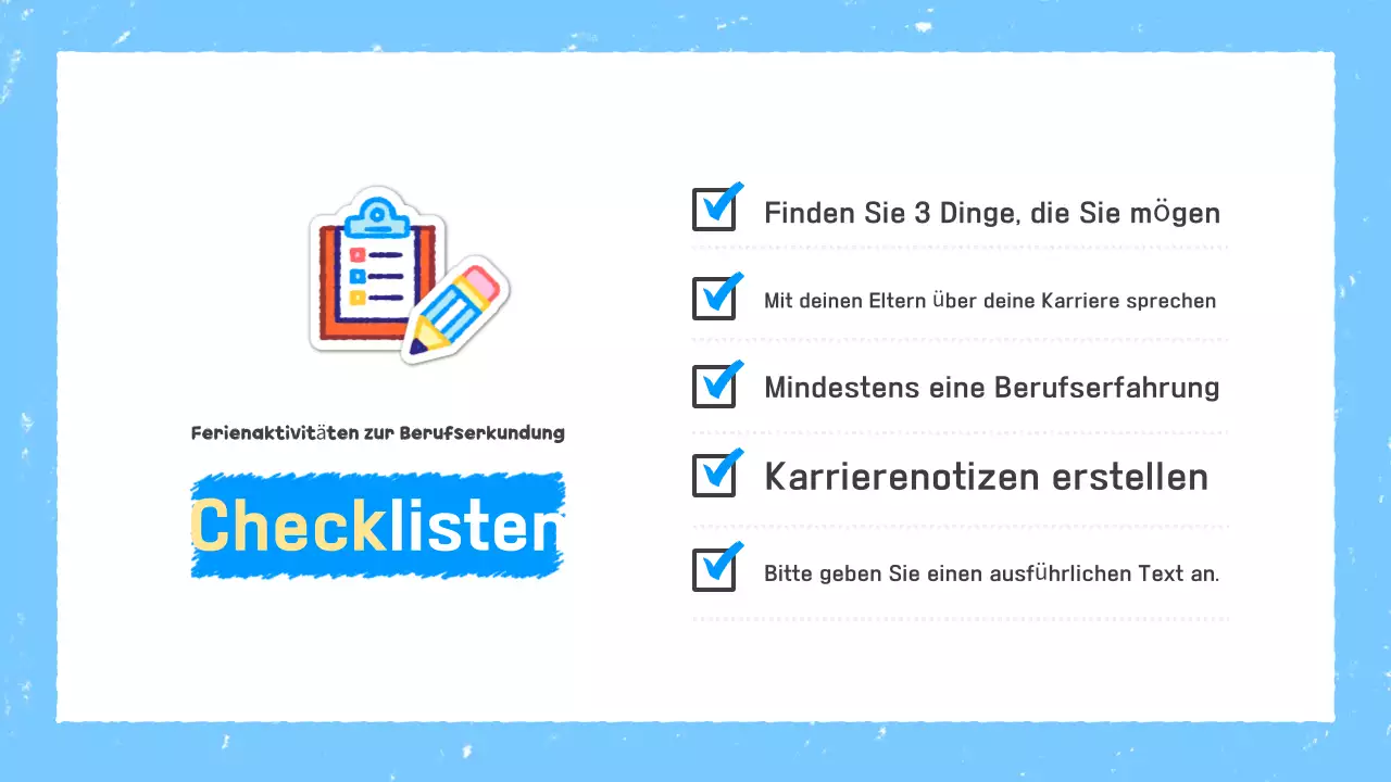 Himmelblauer einfacher Urlaubsplaner mit Lehrmaterialien