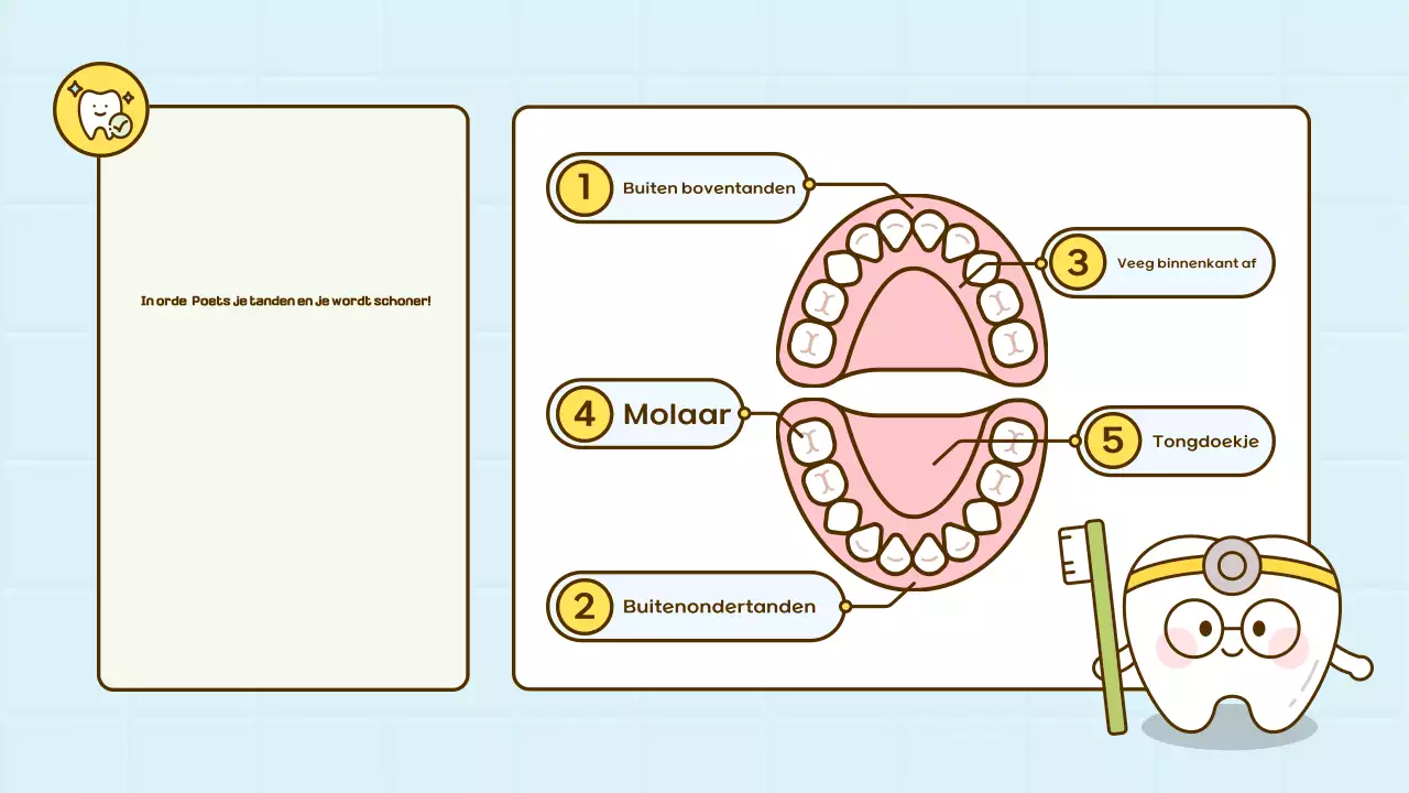Educatief materiaal voor mondhygiëne bij baby's in de hemelsblauwe kleur