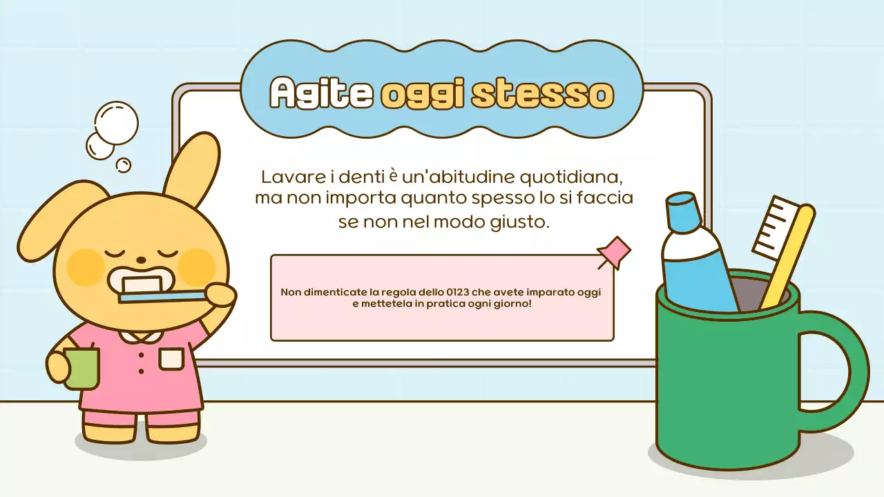 Materiali didattici per l'igiene dentale del bambino azzurro