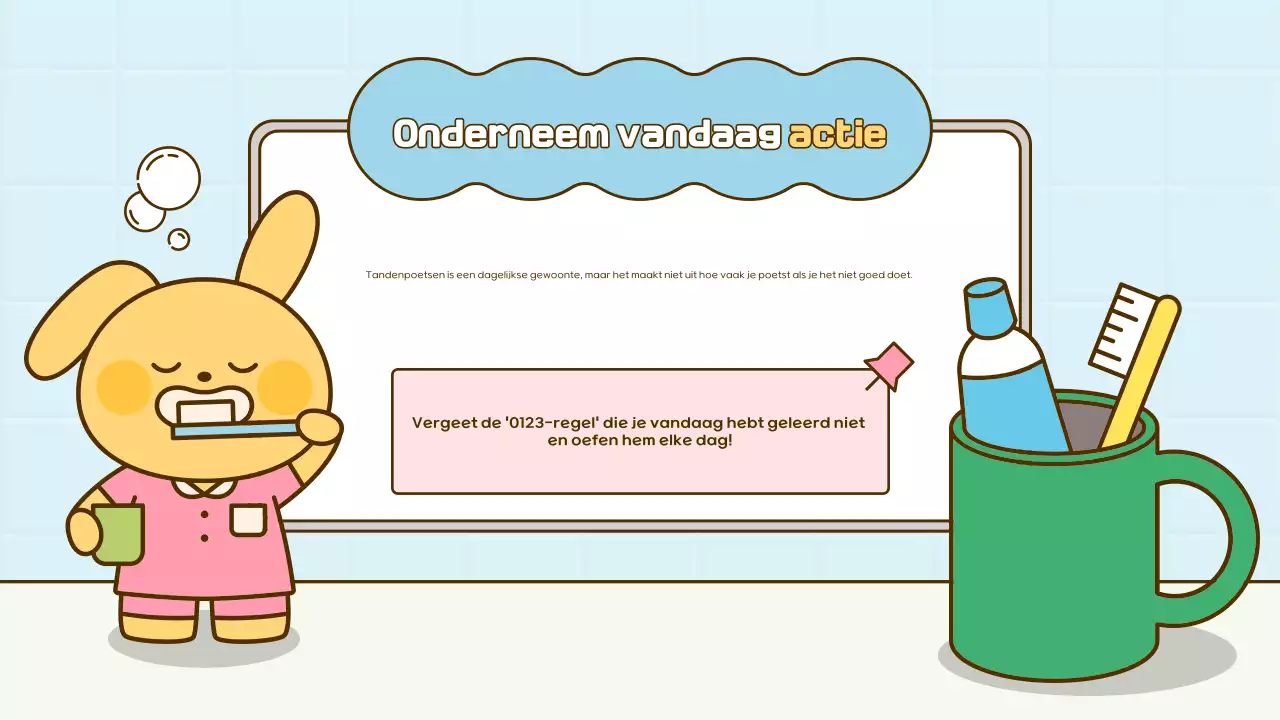 Educatief materiaal voor mondhygiëne bij baby's in de hemelsblauwe kleur