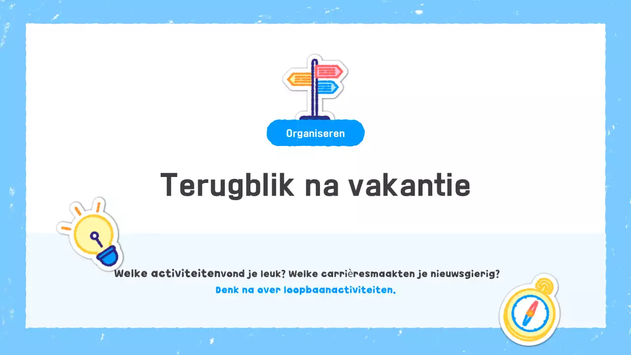 Hemelsblauwe eenvoudige educatieve materialen vakantieplanner