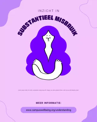 Paarse minimale Instagram-post over middelenmisbruik