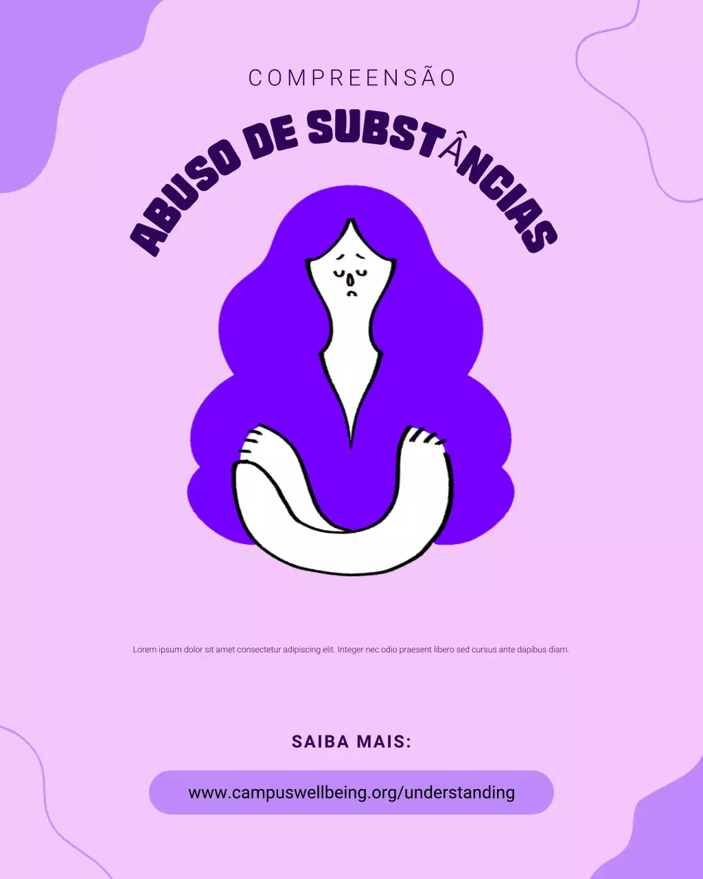 Postagem no Instagram sobre o entendimento mínimo sobre abuso de substâncias em roxo