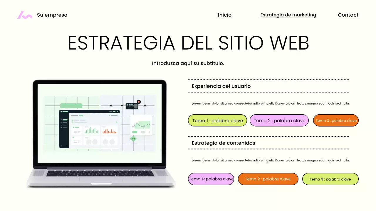 Presentación de marketing moderna en beige