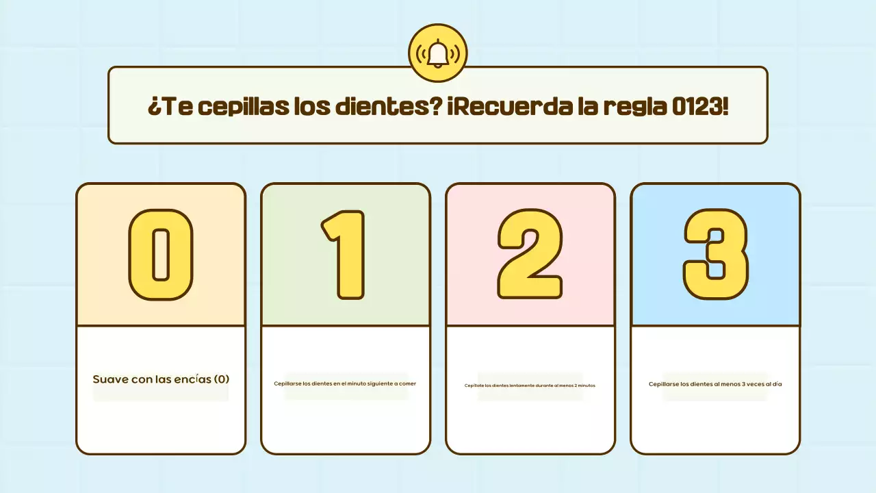 Materiales educativos de higiene dental para bebés en color azul cielo