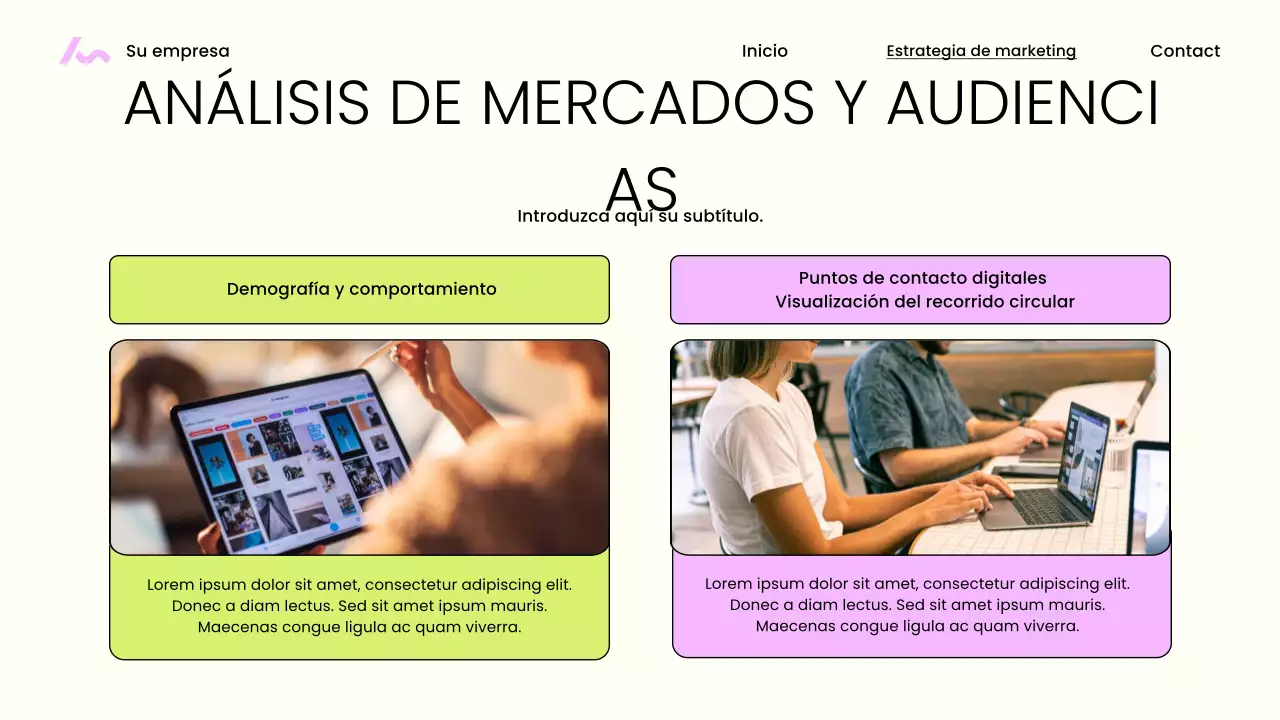 Presentación de marketing moderna en beige