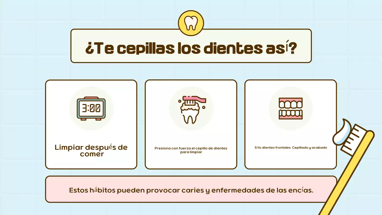 Materiales educativos de higiene dental para bebés en color azul cielo