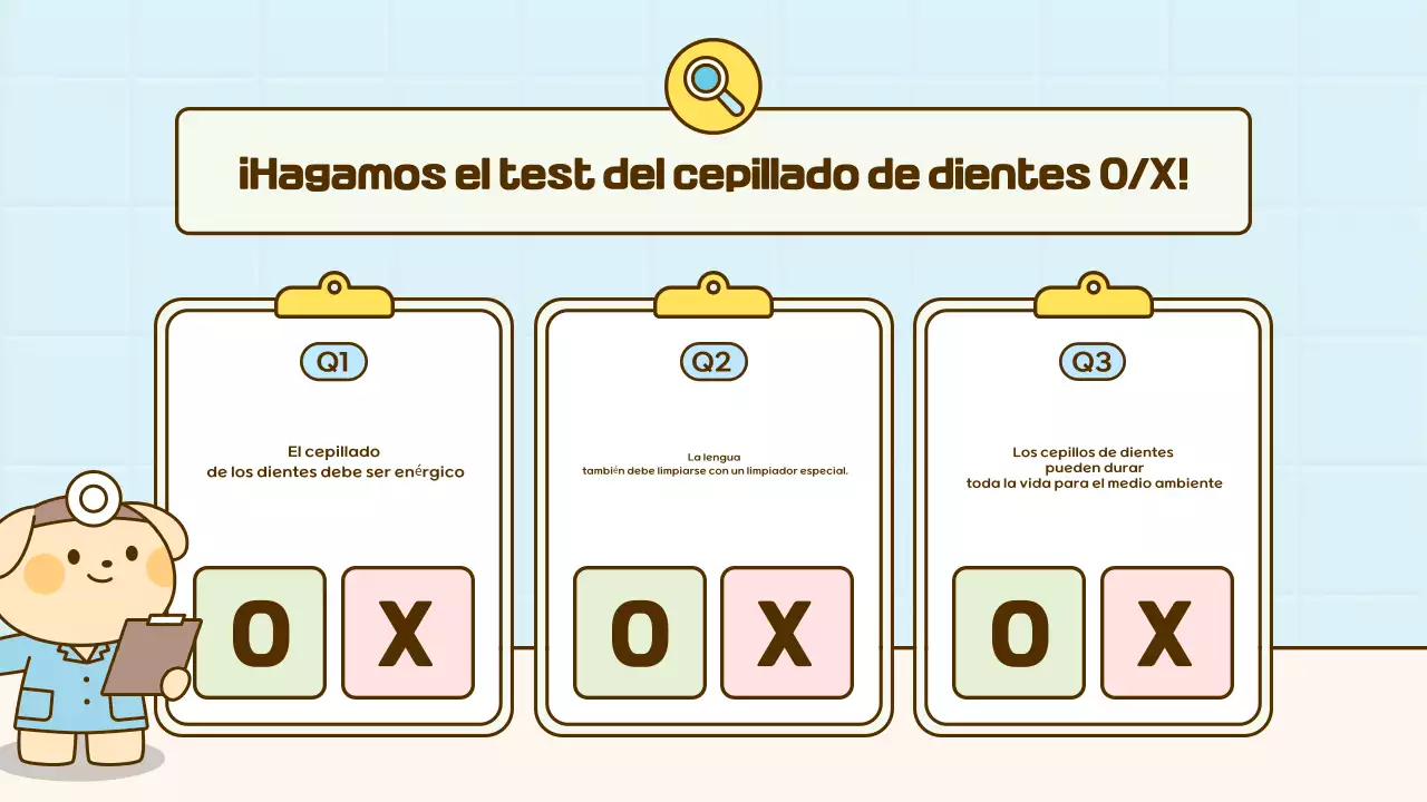 Materiales educativos de higiene dental para bebés en color azul cielo