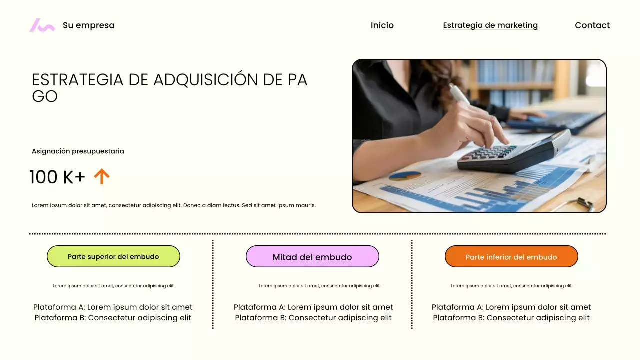 Presentación de marketing moderna en beige