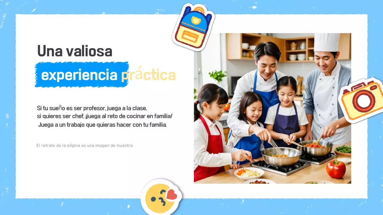 Planificador de vacaciones con materiales educativos sencillos en color azul cielo