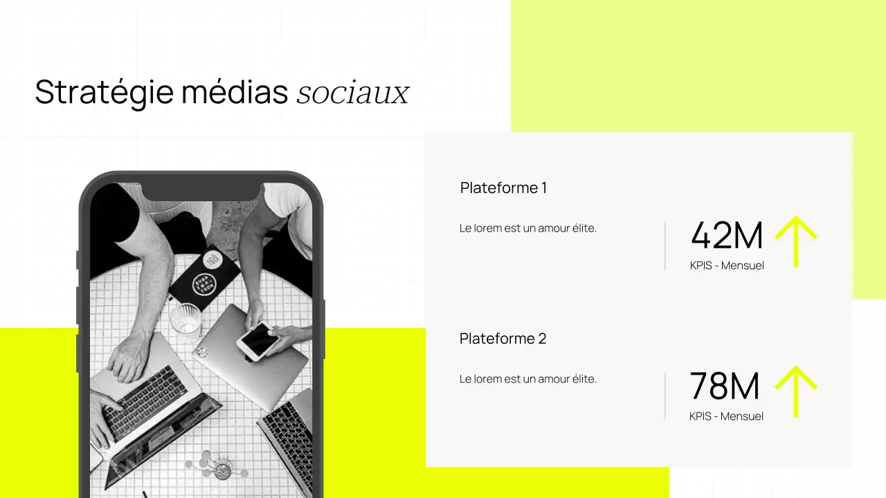 Boostez votre présence en ligne avec une présentation jaune minimaliste et moderne