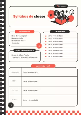 Affiche de planification de programme de cours ludique rétro orange