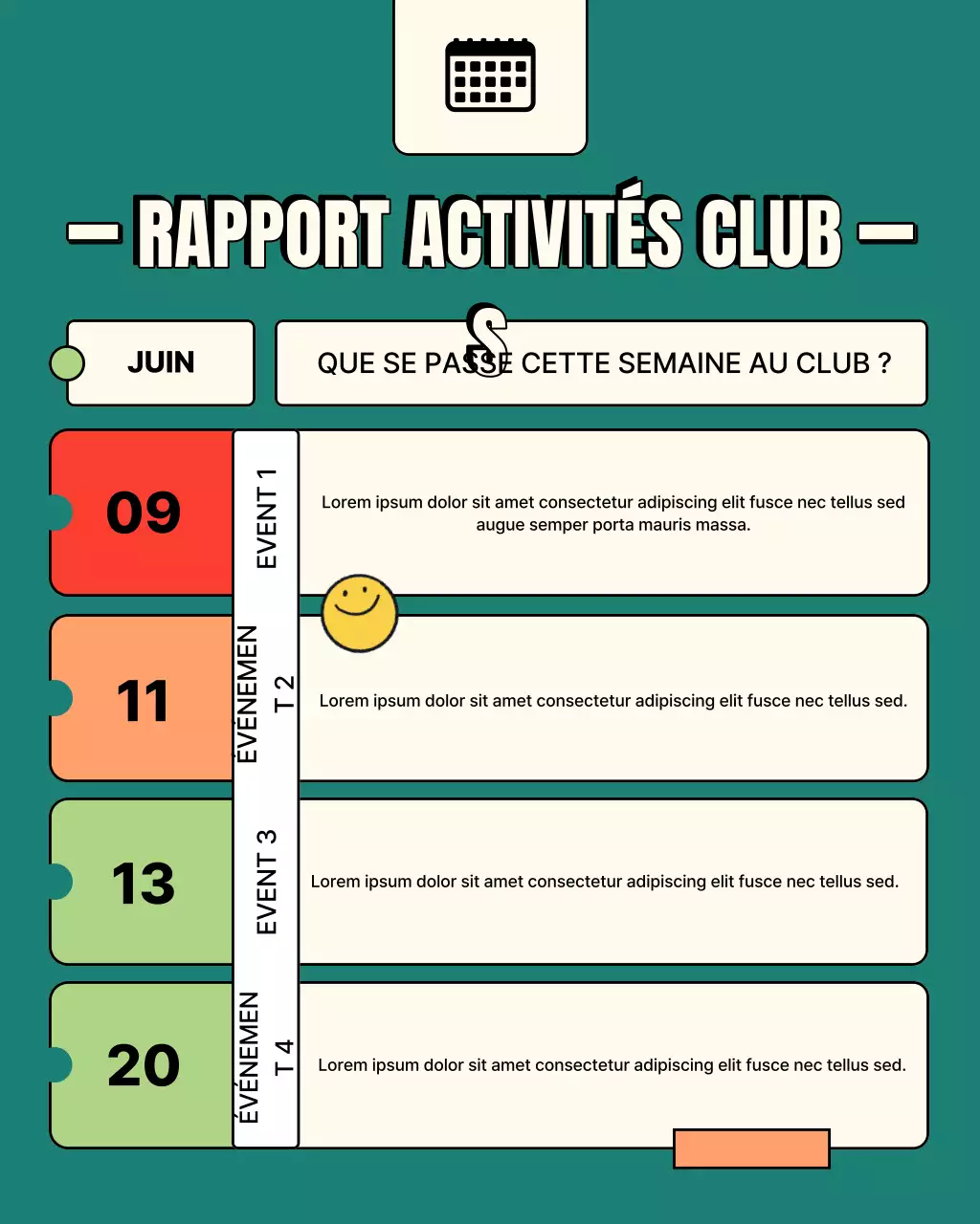 calendrier du club rétro vert