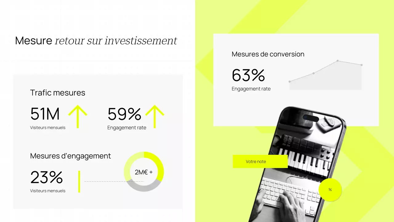 Boostez votre présence en ligne avec une présentation jaune minimaliste et moderne