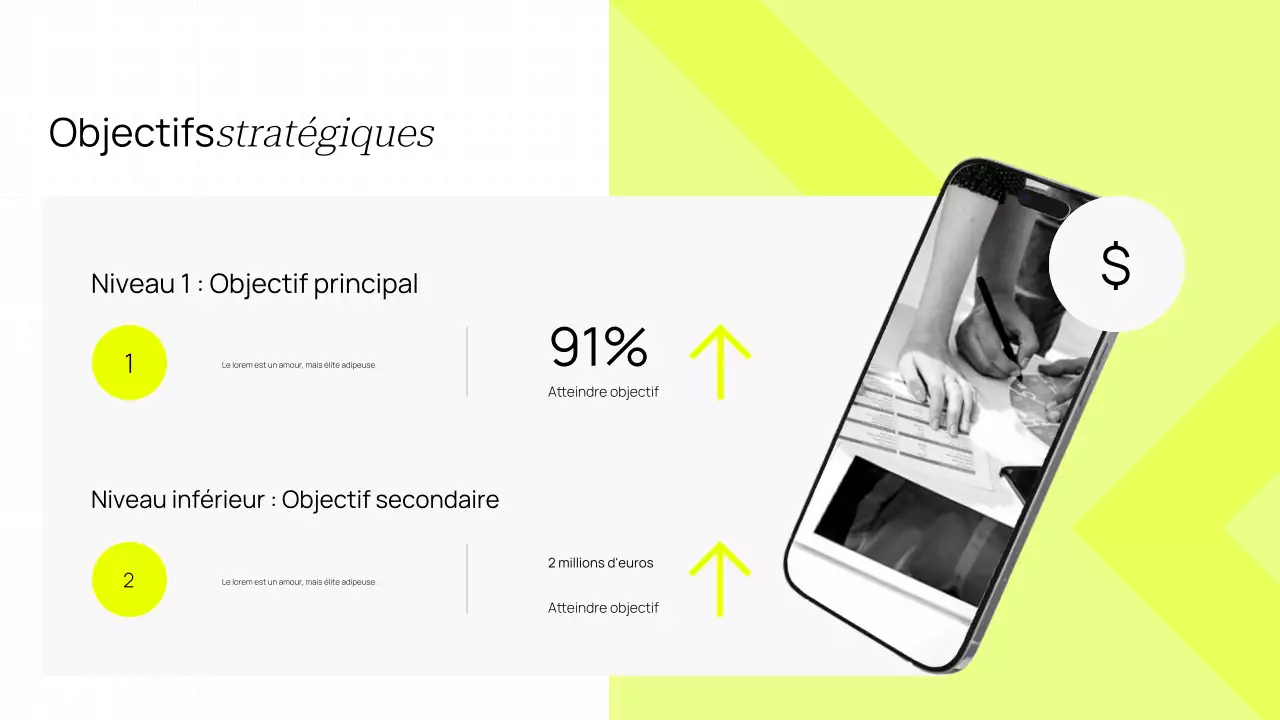 Boostez votre présence en ligne avec une présentation jaune minimaliste et moderne