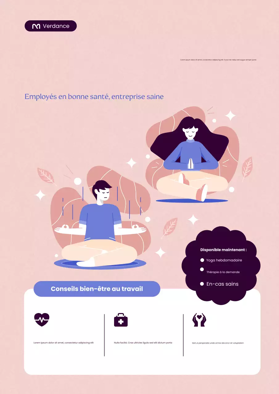 Affiche rose du programme de bien-être au travail moderne