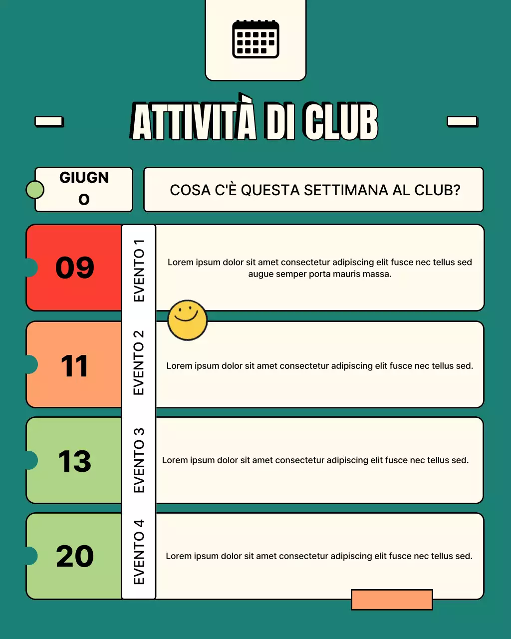 calendario del club retrò verde